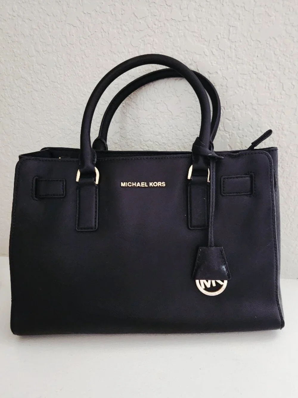 Michael Kors Black Leather Handbag Purse Satchel